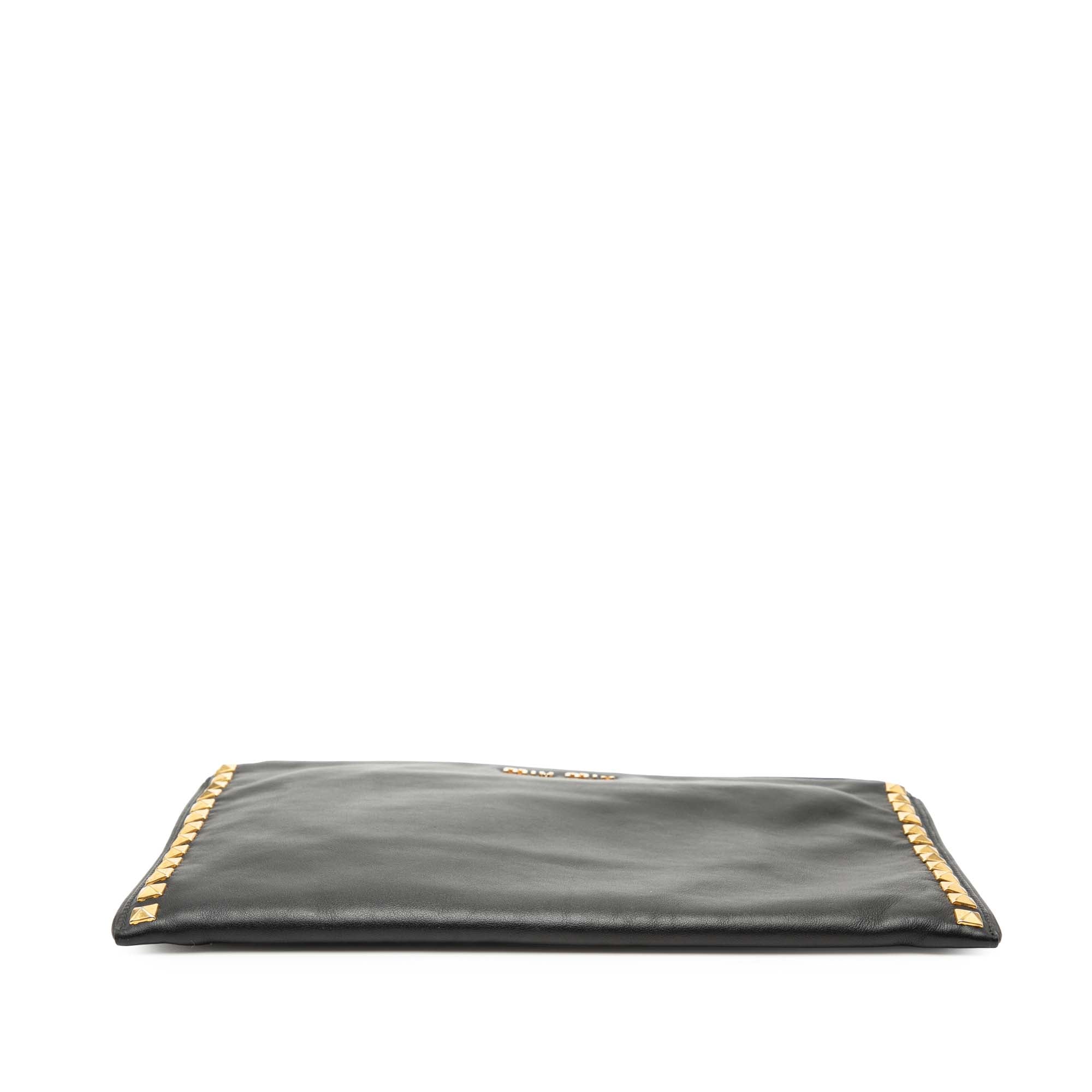 Studded Leather Zip Clutch - Image 3