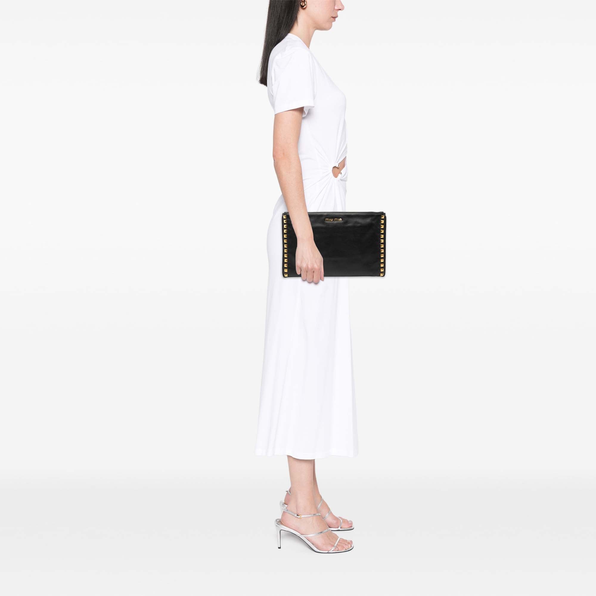 Studded Leather Zip Clutch - Image 6