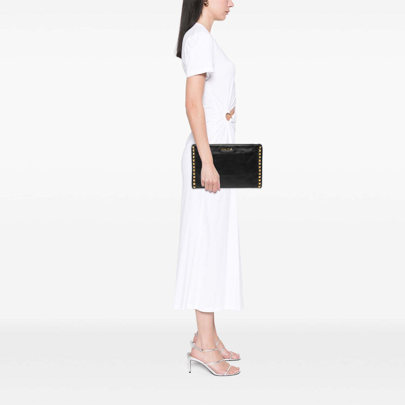 Studded Leather Zip Clutch - Image 6