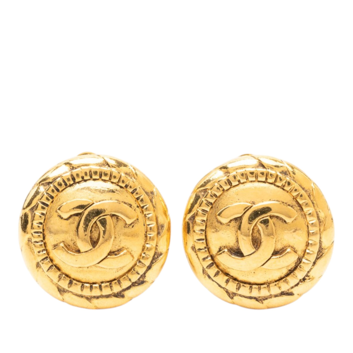 CC Gold Plated Round Clip On Earrings - Image 1