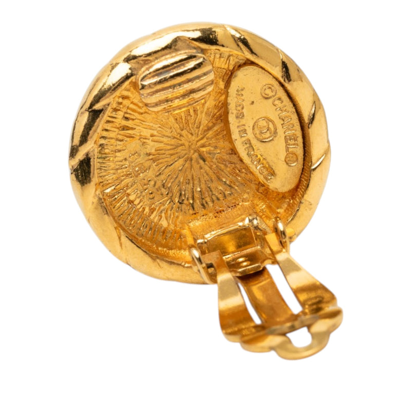 CC Gold Plated Round Clip On Earrings - Image 3