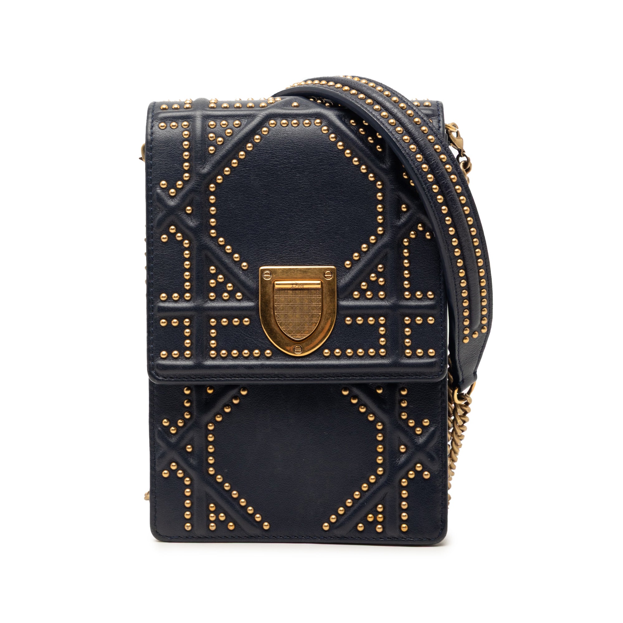 Studded Lambskin Vertical Diorama Crossbody - Image 1