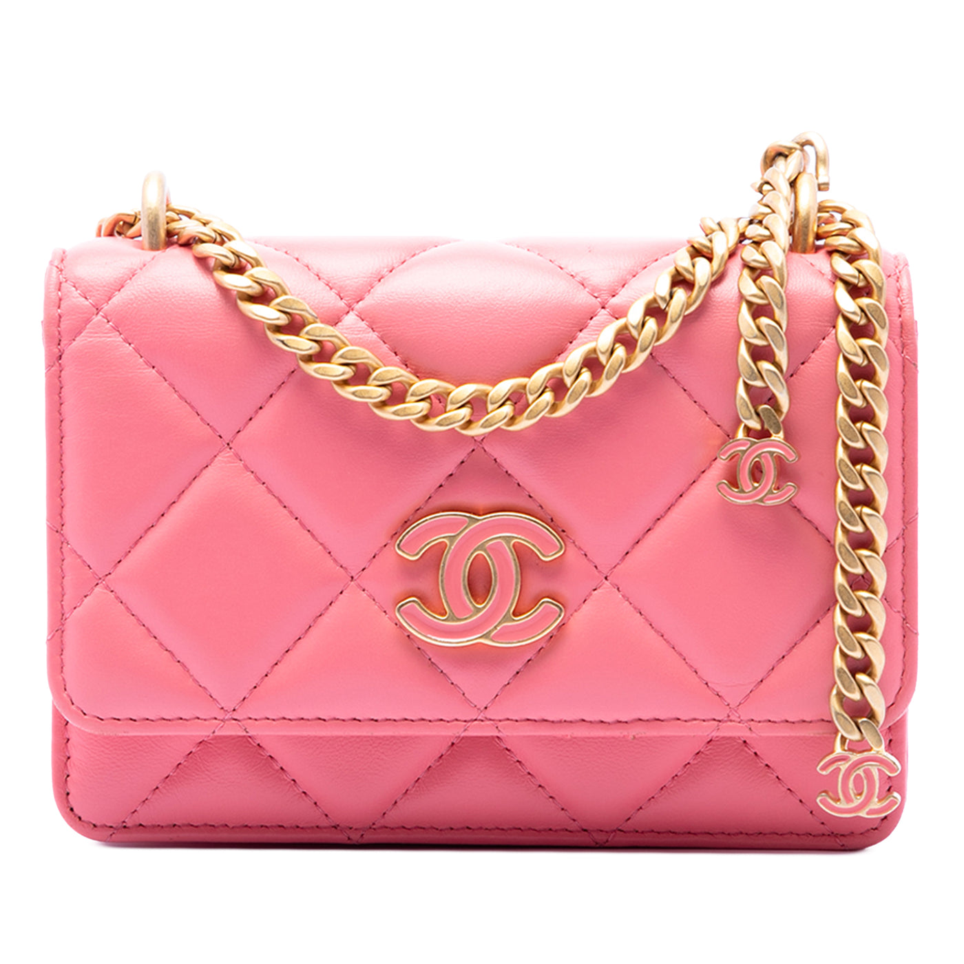 Mini Quilted Lambskin Pending CC Wallet On Chain - Image 1