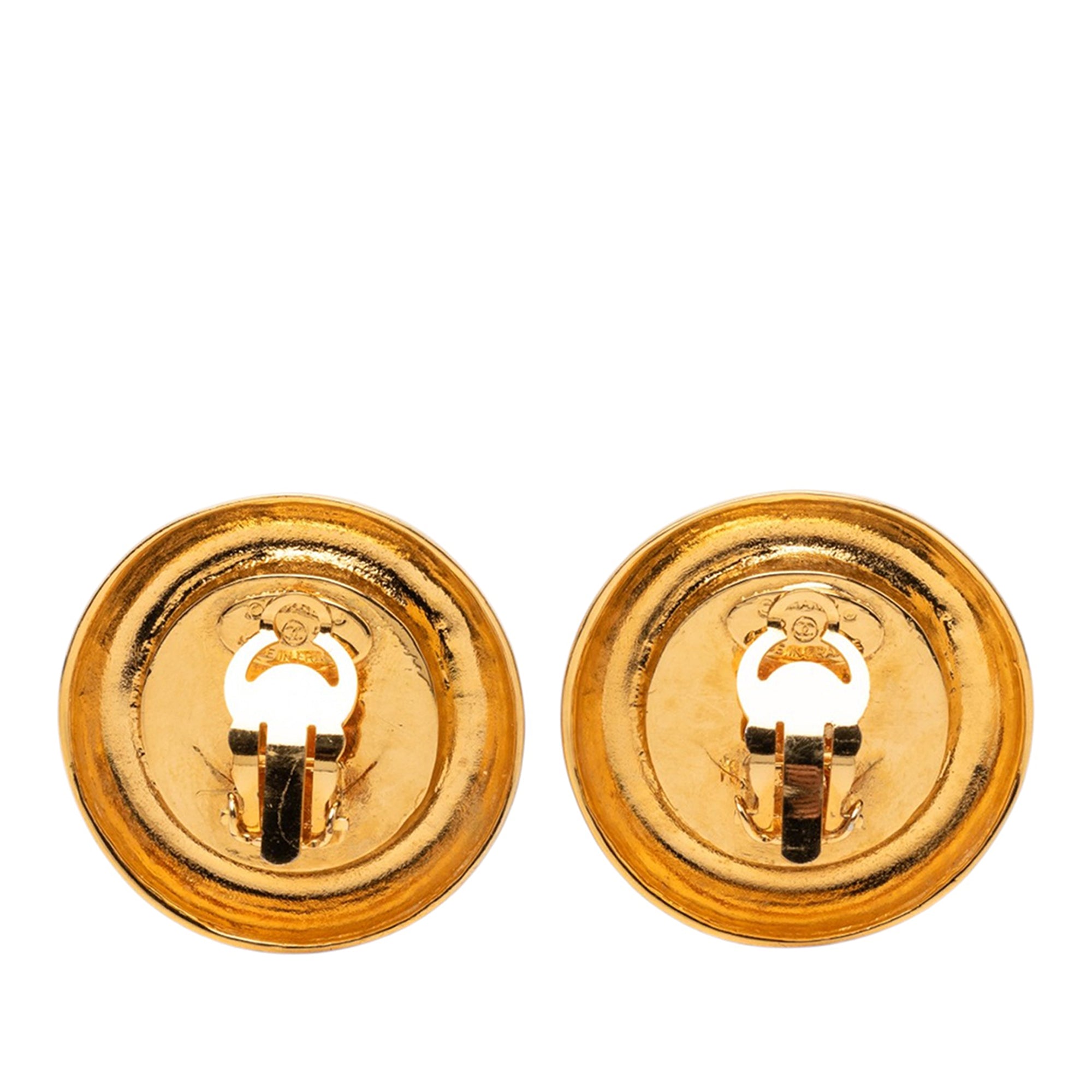 Gold Plated Faux Pearl 31 Rue Cambon Clip on Earrings - Image 2