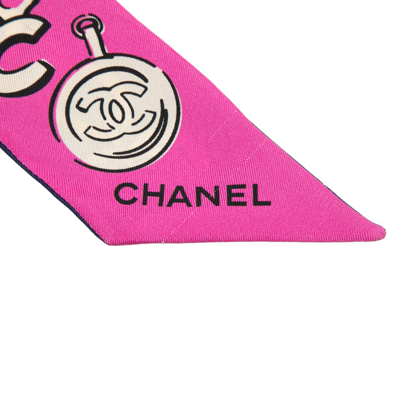 Coco Charms Print Silk Slim Bandeau Scarf - Image 2