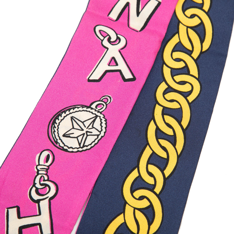 Coco Charms Print Silk Slim Bandeau Scarf - Image 5