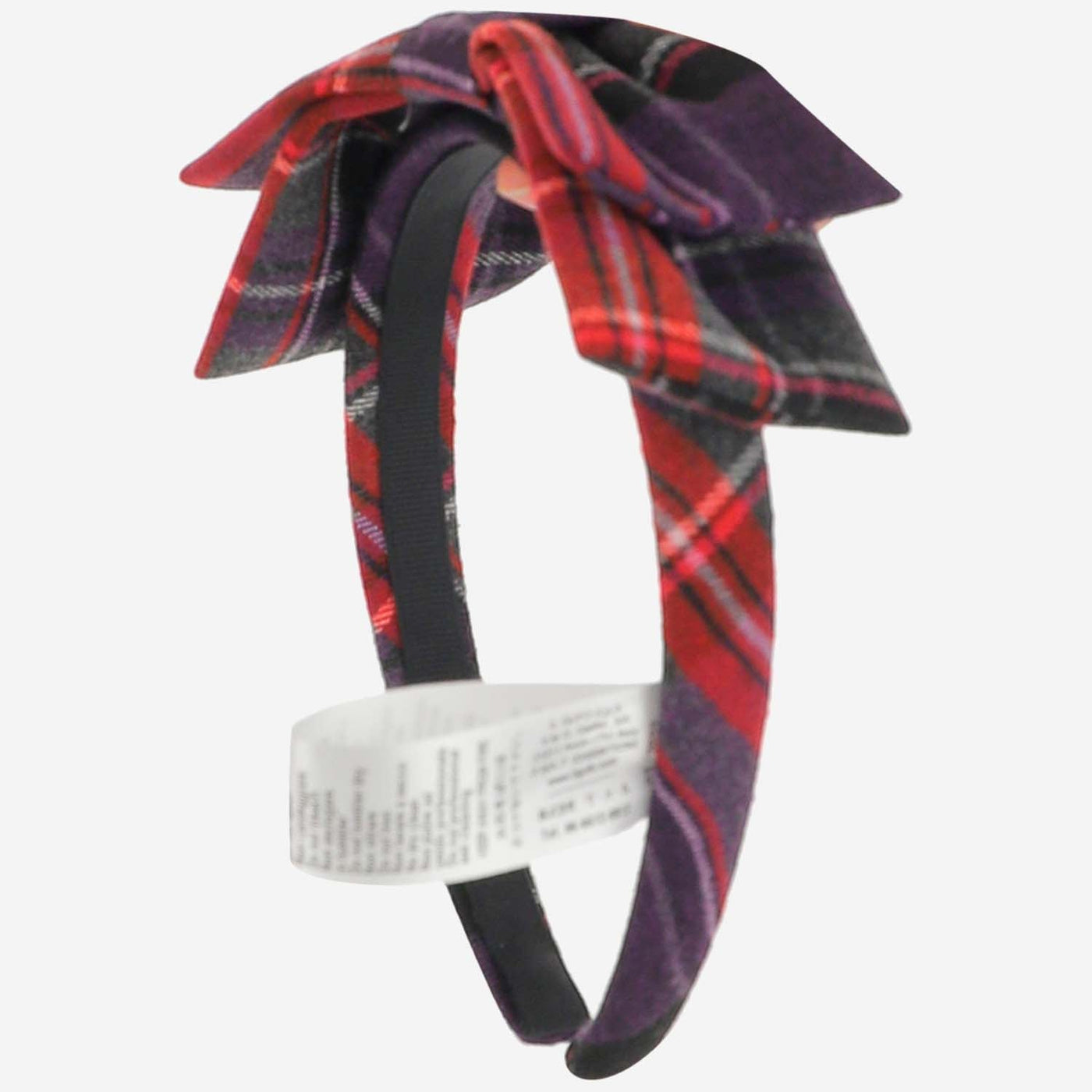 Il Gufo Check Bow Headband — Purple Cotton Headbands
