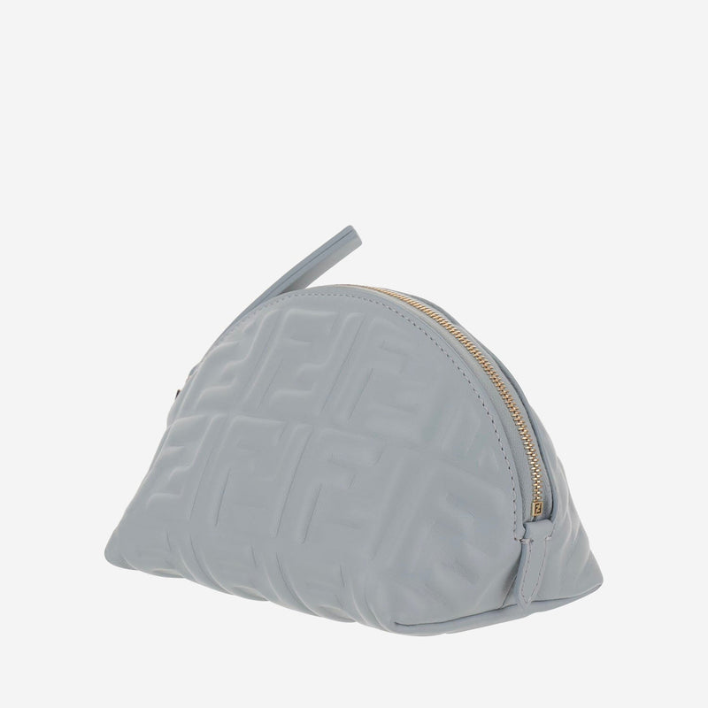 Fendi Ff Jacquard Leather Clutch — Blue