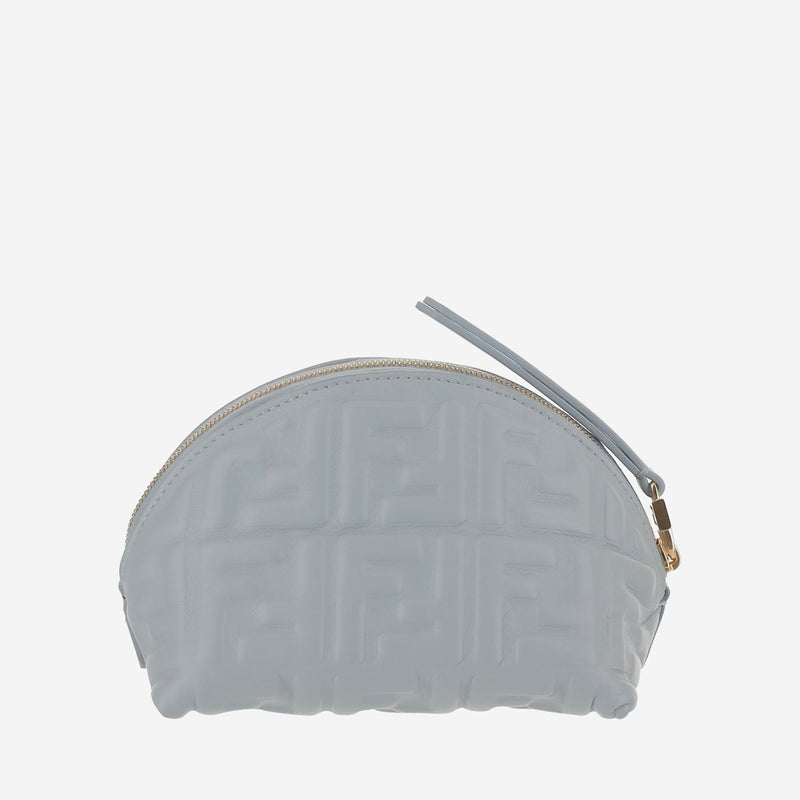 Fendi Ff Jacquard Leather Clutch — Blue