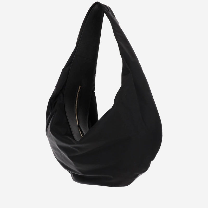 Khaite Nylon And Calfskin Hobo Bag — Black