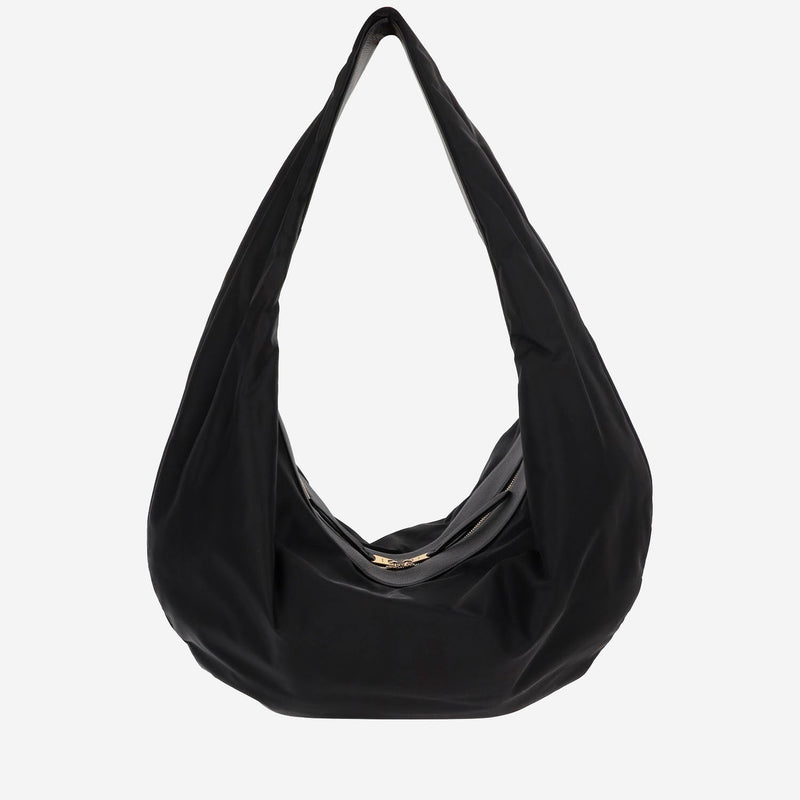 Khaite Nylon And Calfskin Hobo Bag — Black
