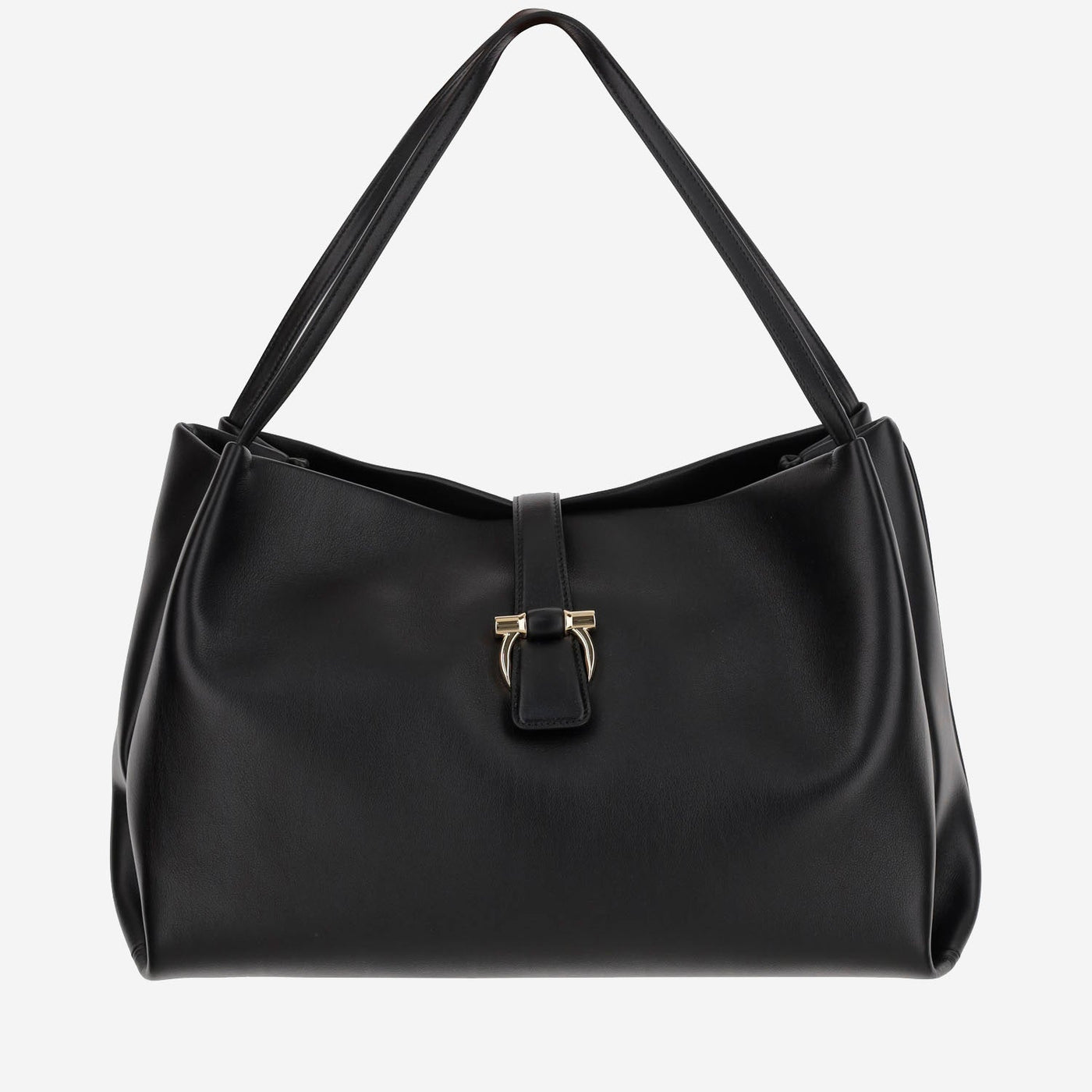 Ferragamo Calfskin Leather Shoulder Bag — Black