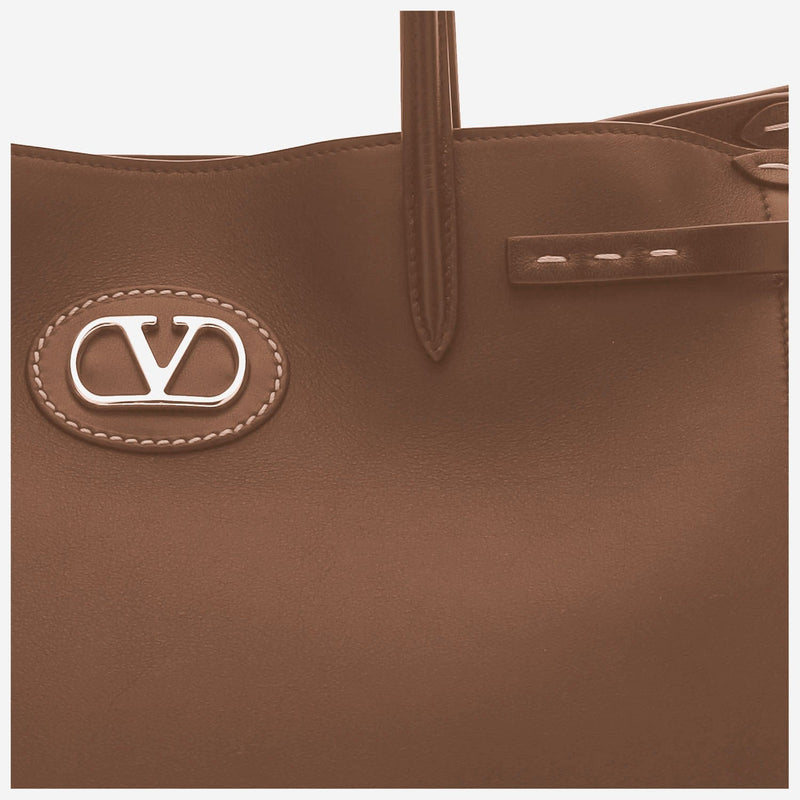 Valentino Garavani Antibes Top Handle Bag — Brown Calfskin