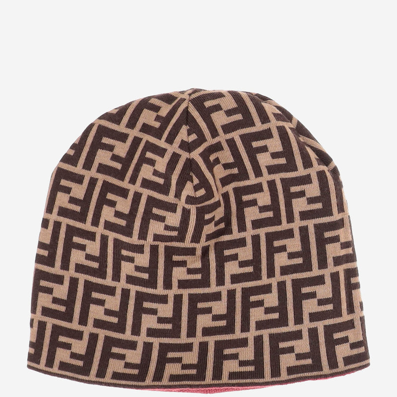 Fendi Jup038 Reversible Wool Beanie — Red Beanies