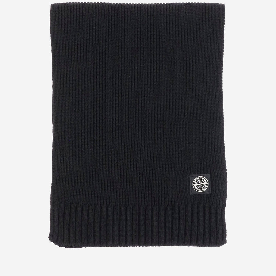 Stone Island Wool Blend Knit Scarf — Black Virgin Scarfs