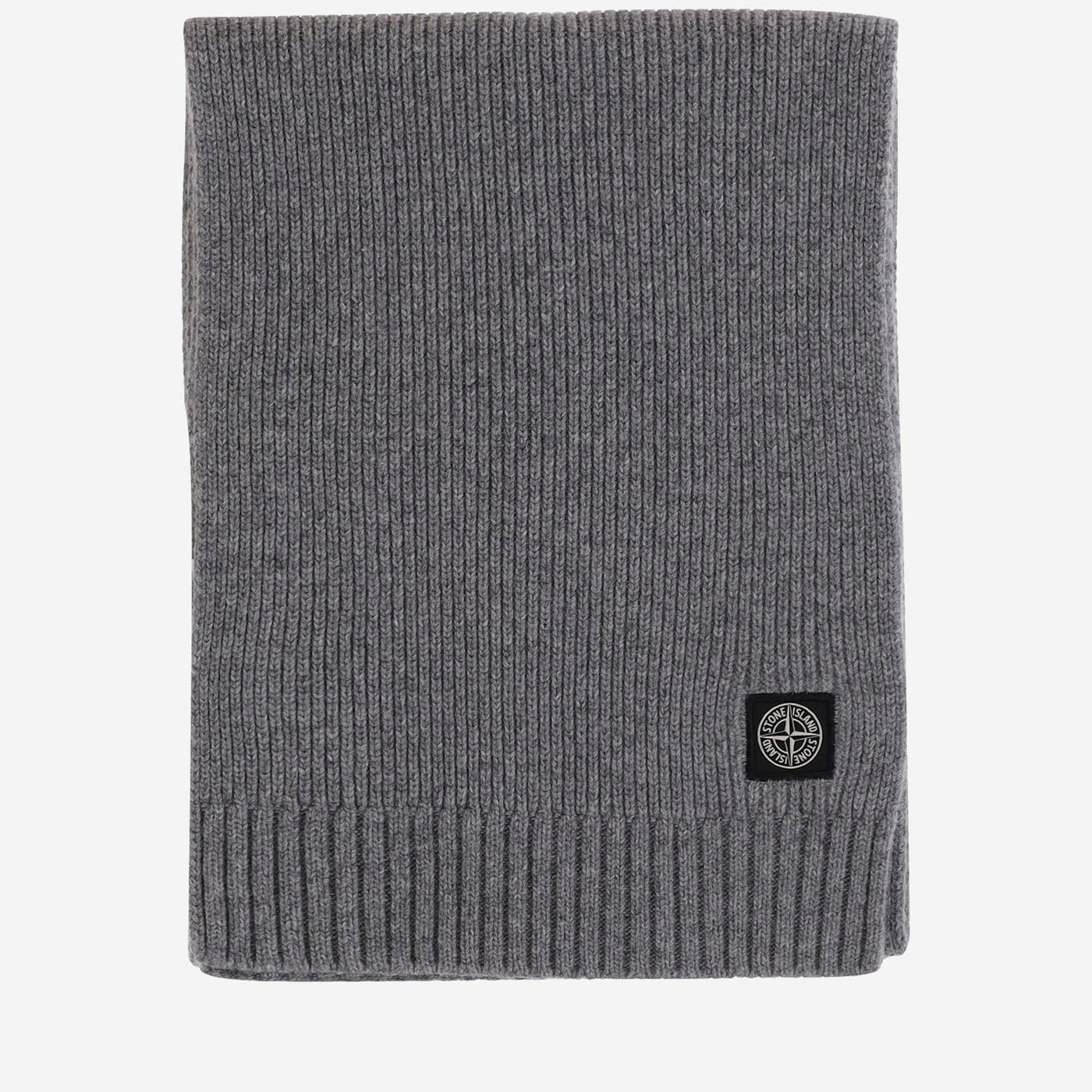 Stone Island Virgin Wool Blend Scarf — Gray Scarfs