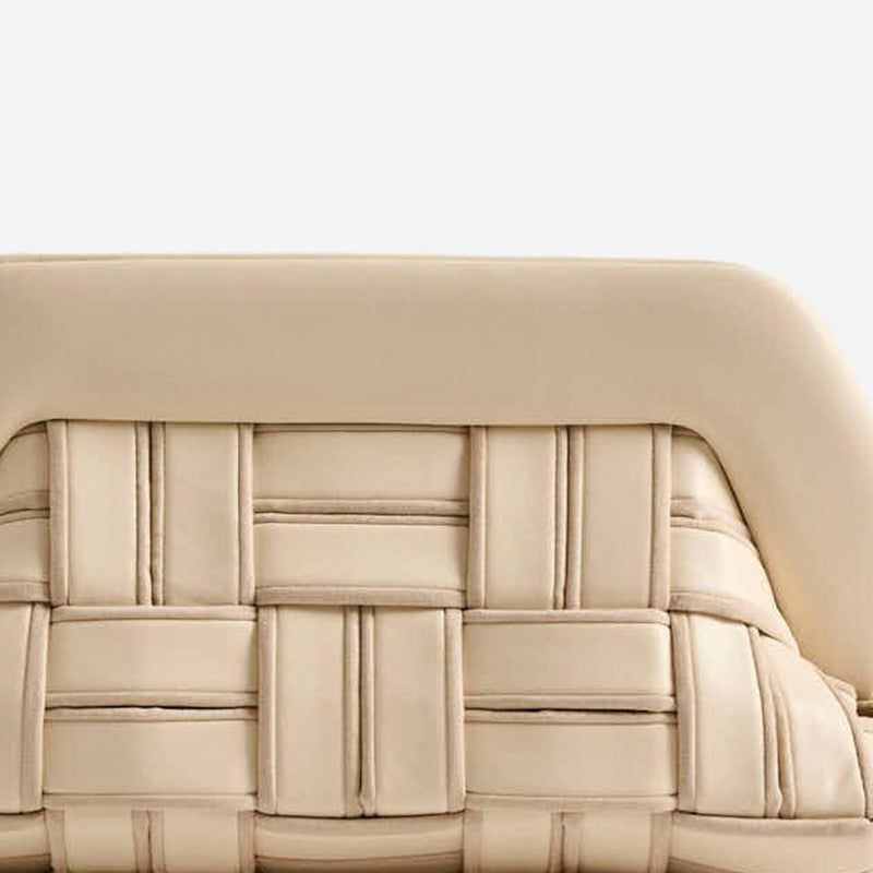 Themoirè Quilted Woven Vegan Fabric Clutch — Beige