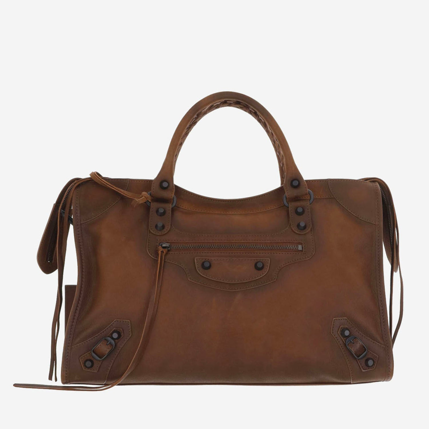 Balenciaga Calfskin Leather Shoulder Bag — Brown