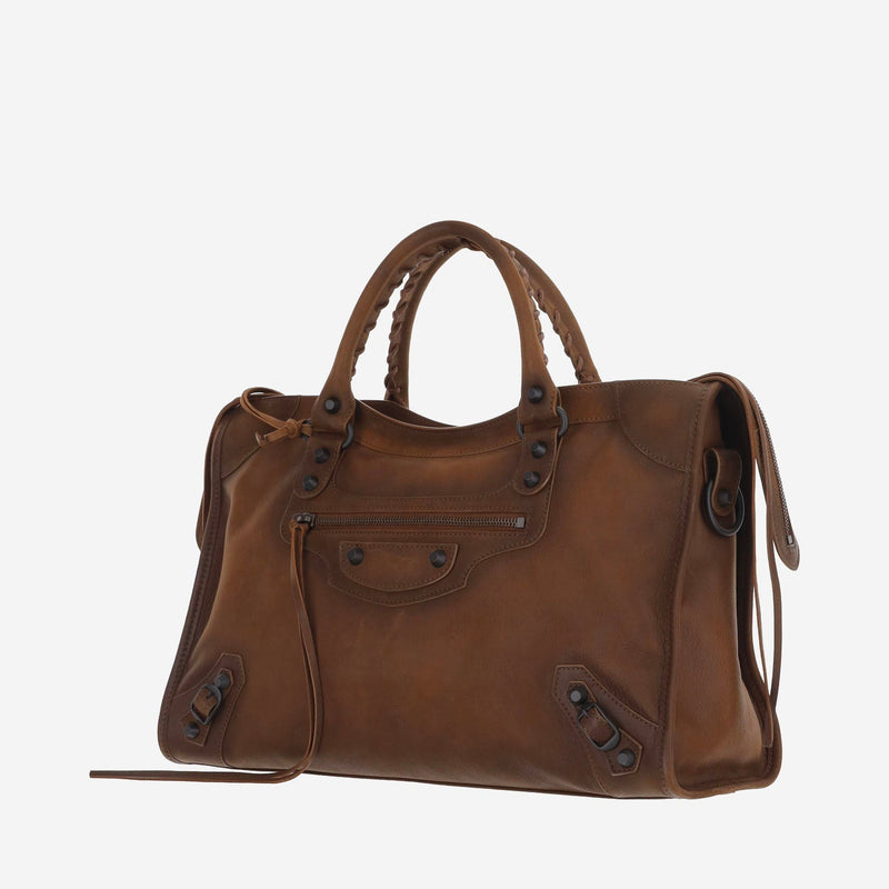 Balenciaga Calfskin Leather Shoulder Bag — Brown
