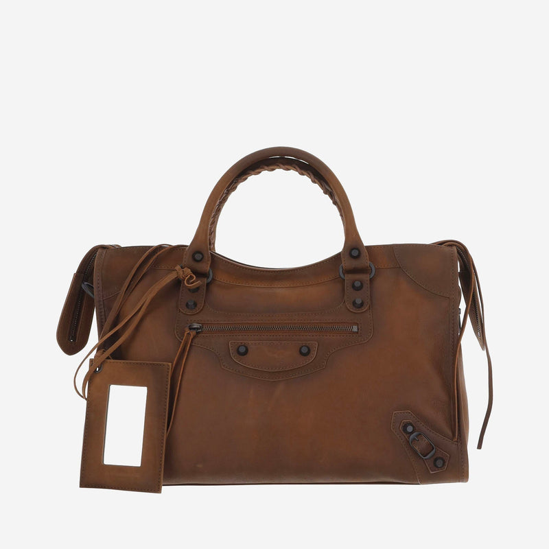 Balenciaga Calfskin Leather Shoulder Bag — Brown