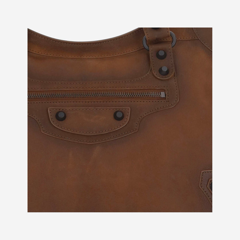 Balenciaga Calfskin Leather Shoulder Bag — Brown