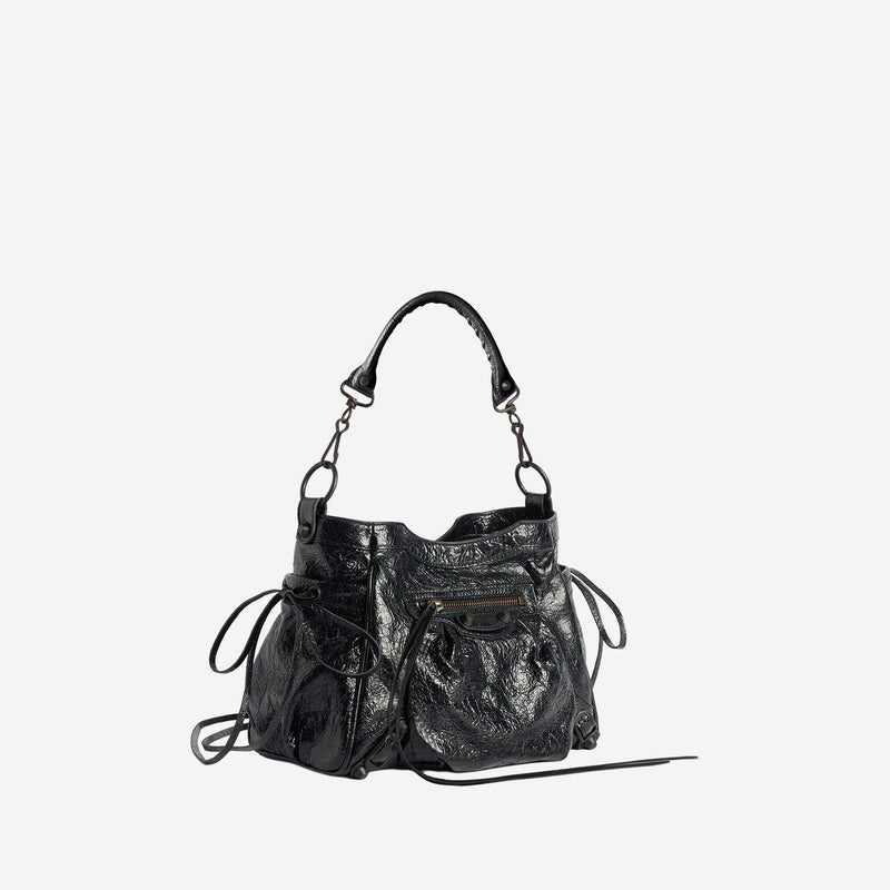 Balenciaga Shoulder Bag — Black Domesticated Lamb Leather