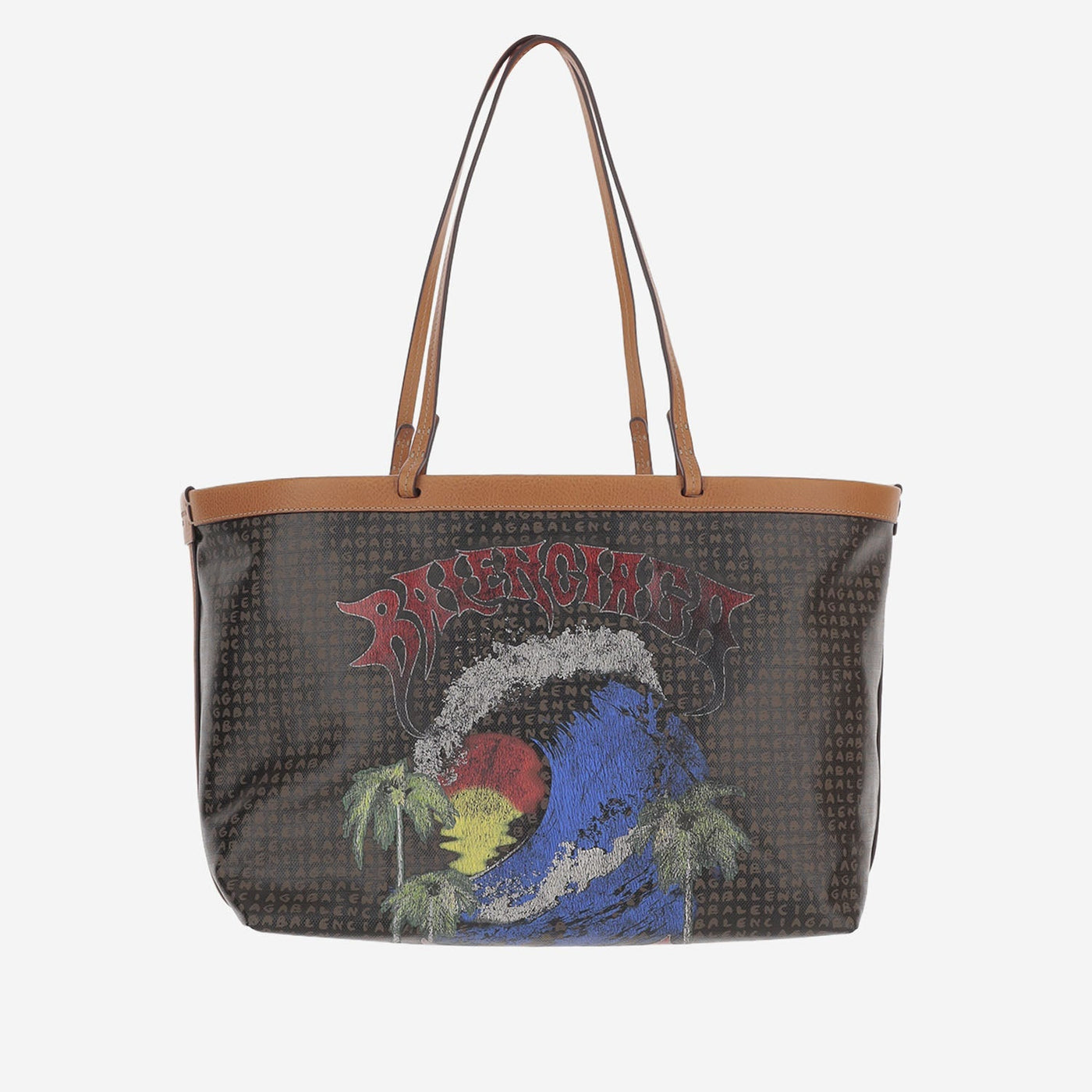 Balenciaga Graphic Coated Canvas Tote Bag — Gray Cotton