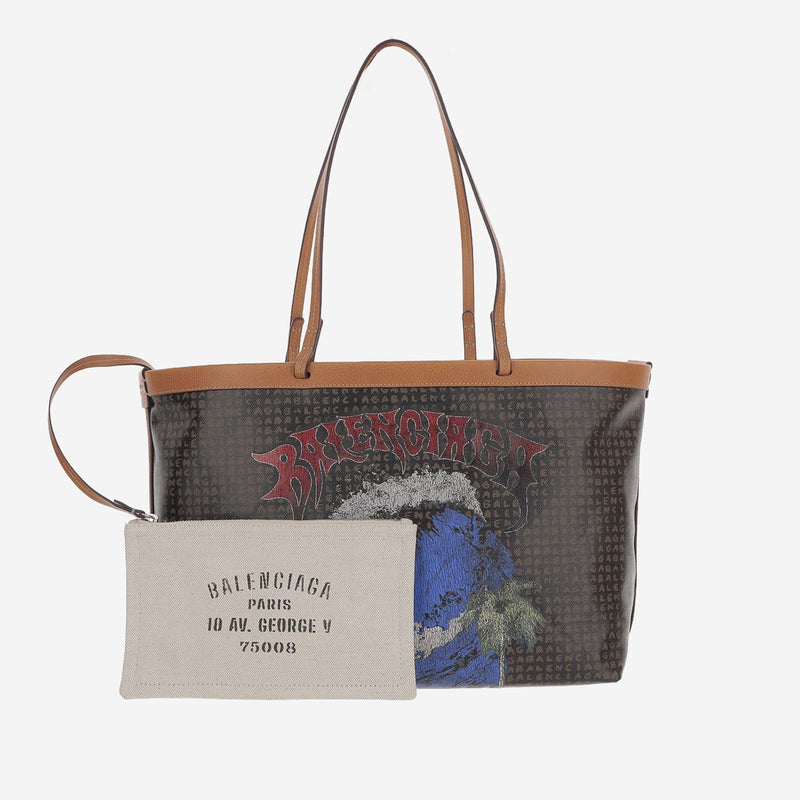 Balenciaga Graphic Coated Canvas Tote Bag — Gray Cotton