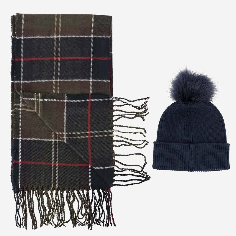 Barbour Scarf And Beanie Set — Multicolor Hat: Viscose Scarfs