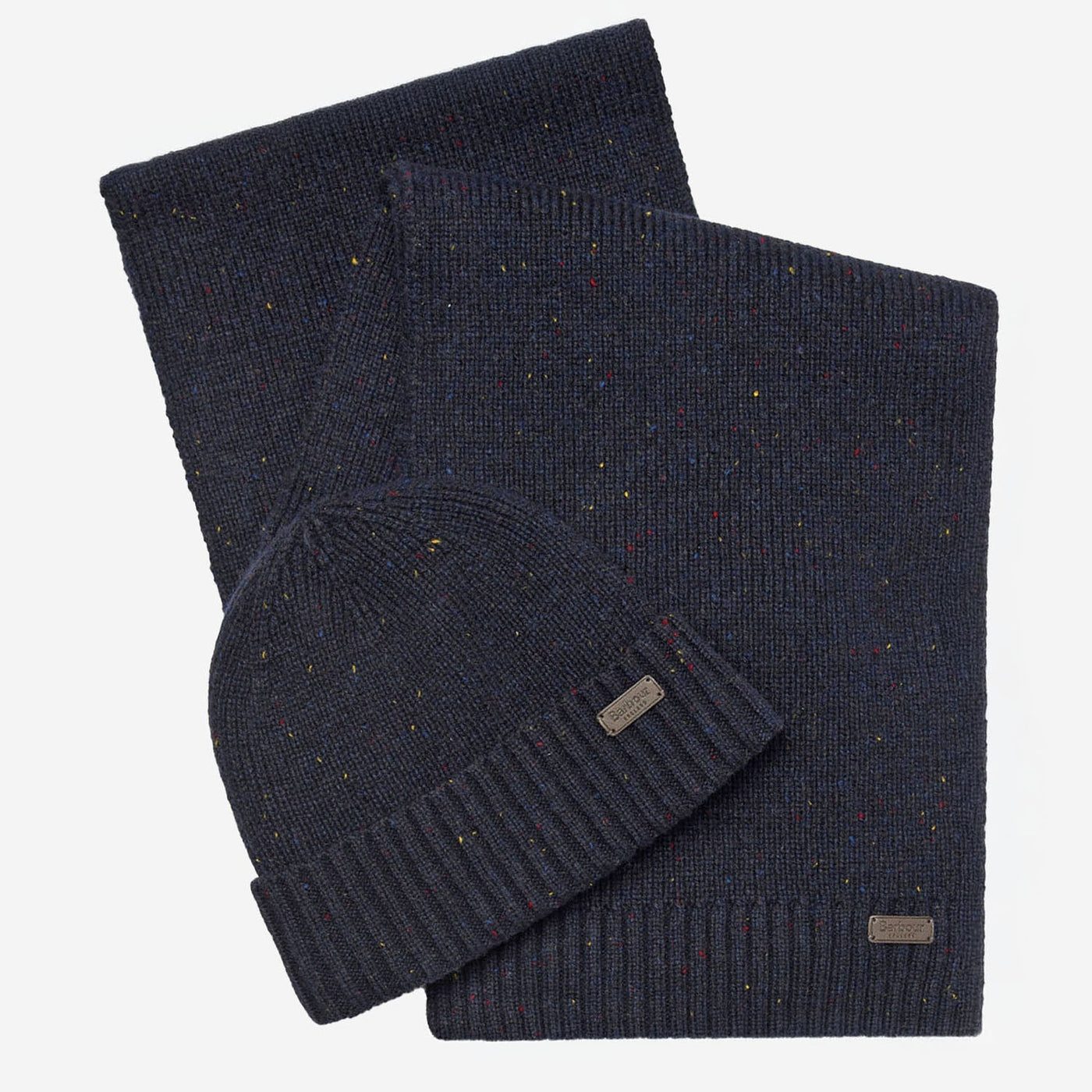 Barbour Mgs0047 Beanie & Scarf Set — Navy Acrylic Beanies