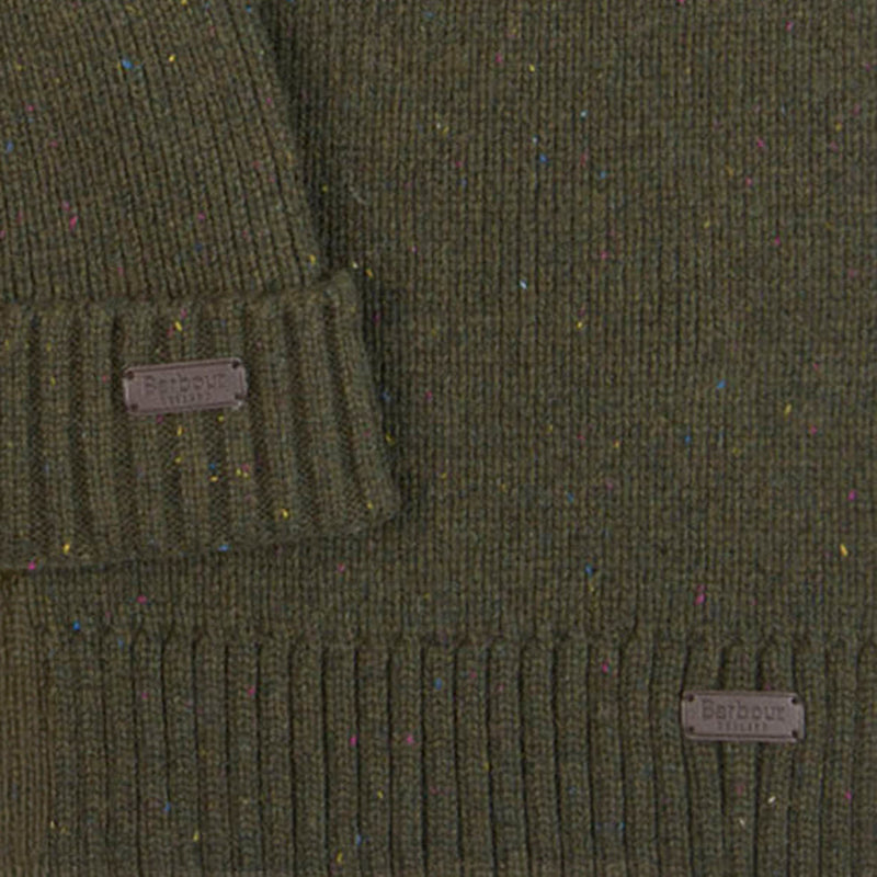 Barbour Mgs0047 Ribbed Wool Blend Beanie & Scarf Set — Green Acrylic Beanies
