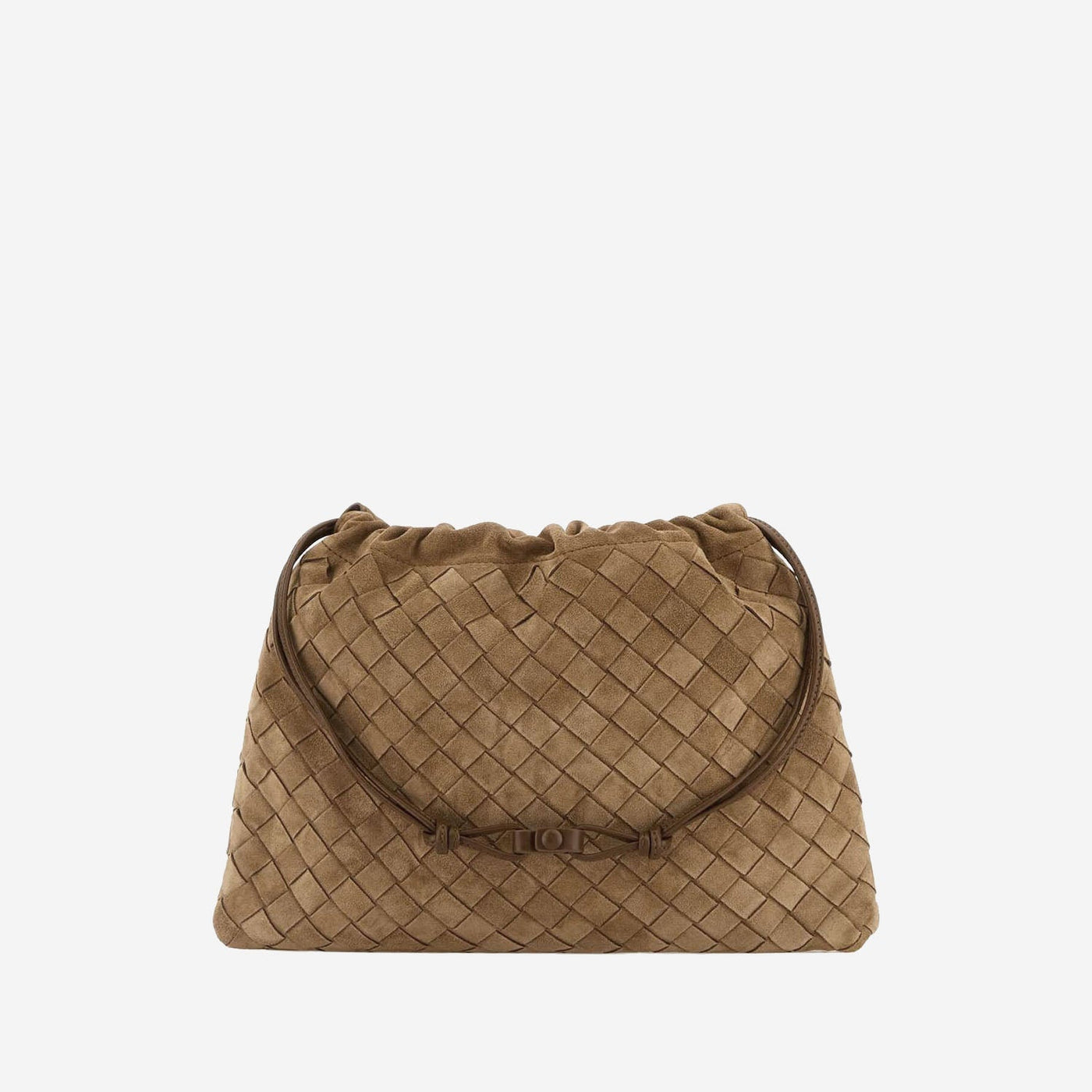 Bottega Veneta Woven Suede Clutch — Brown