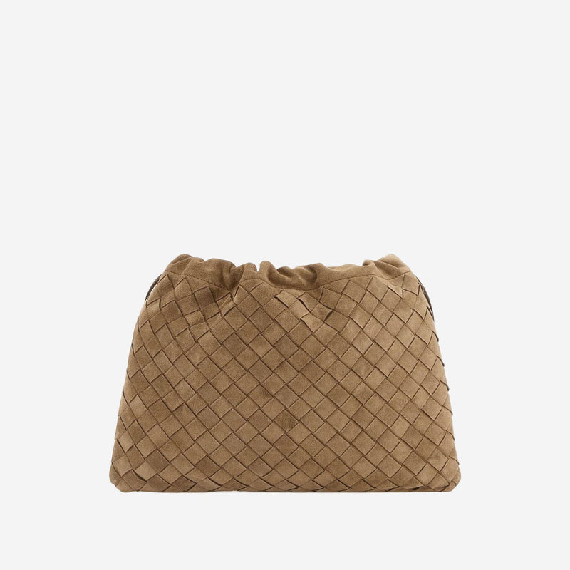 Bottega Veneta Woven Suede Clutch — Brown