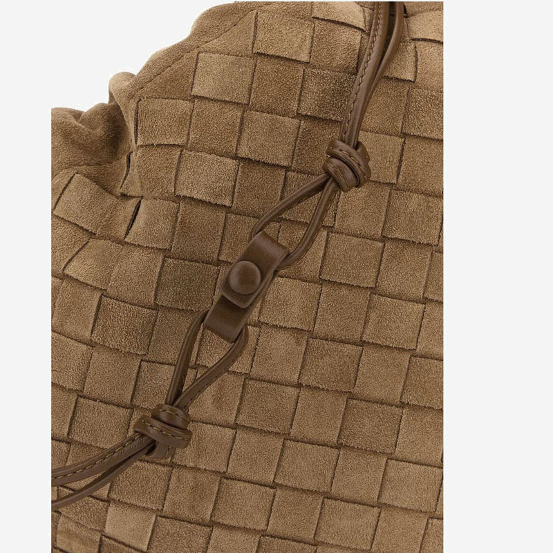 Bottega Veneta Woven Suede Clutch — Brown