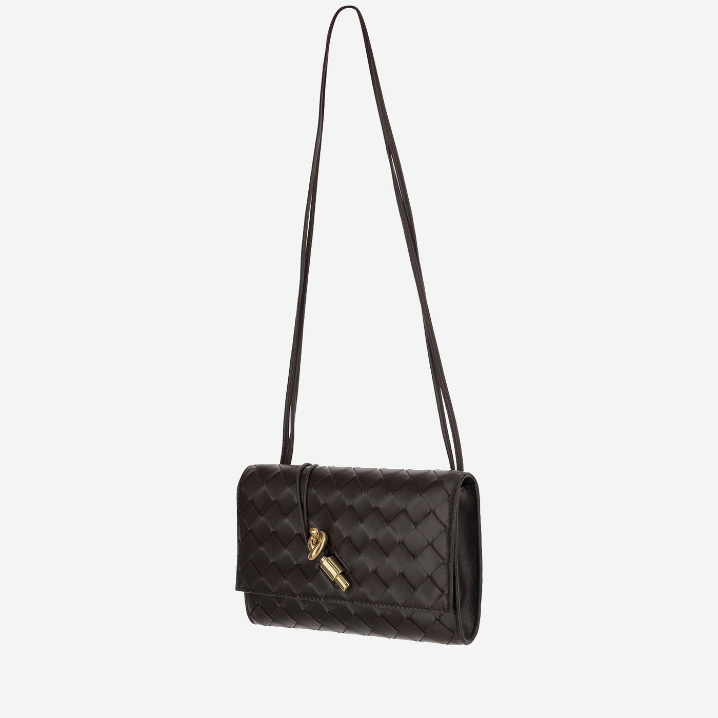Bottega Veneta Andiamo Clutch — Brown Lambskin