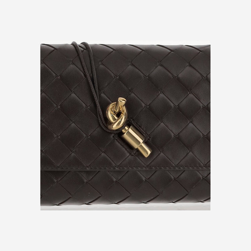 Bottega Veneta Andiamo Clutch — Brown Lambskin