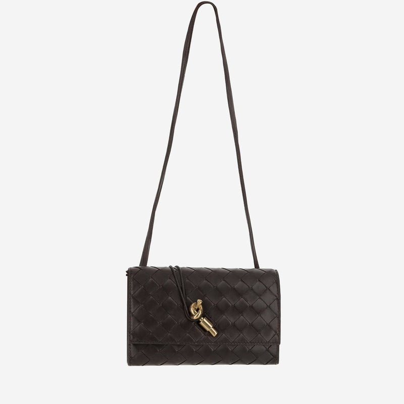 Bottega Veneta Andiamo Clutch — Brown Lambskin
