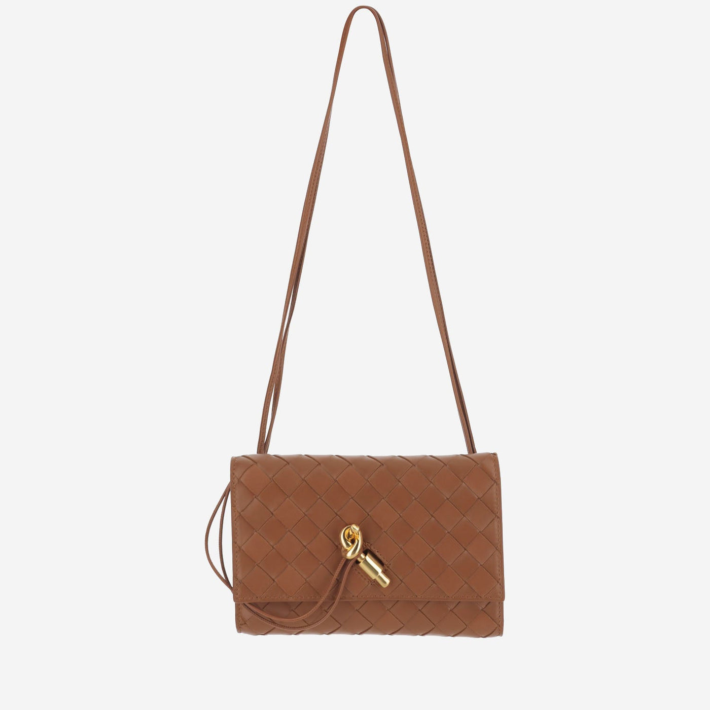 Bottega Veneta Andiamo Clutch — Brown Lambskin