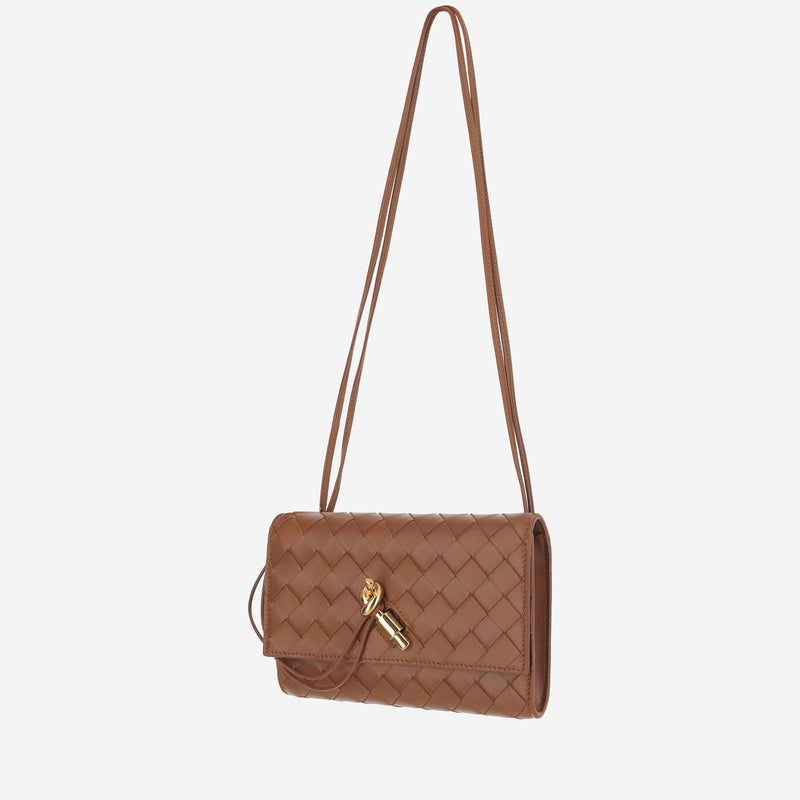 Bottega Veneta Andiamo Clutch — Brown Lambskin