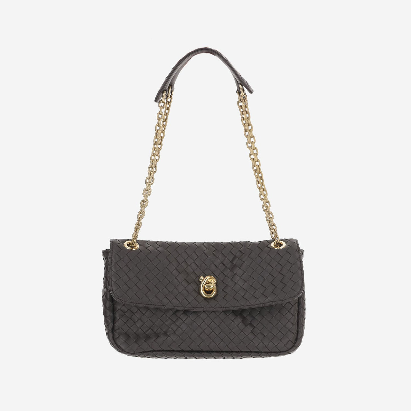 Bottega Veneta Madison Shoulder Bag — Brown Lambskin