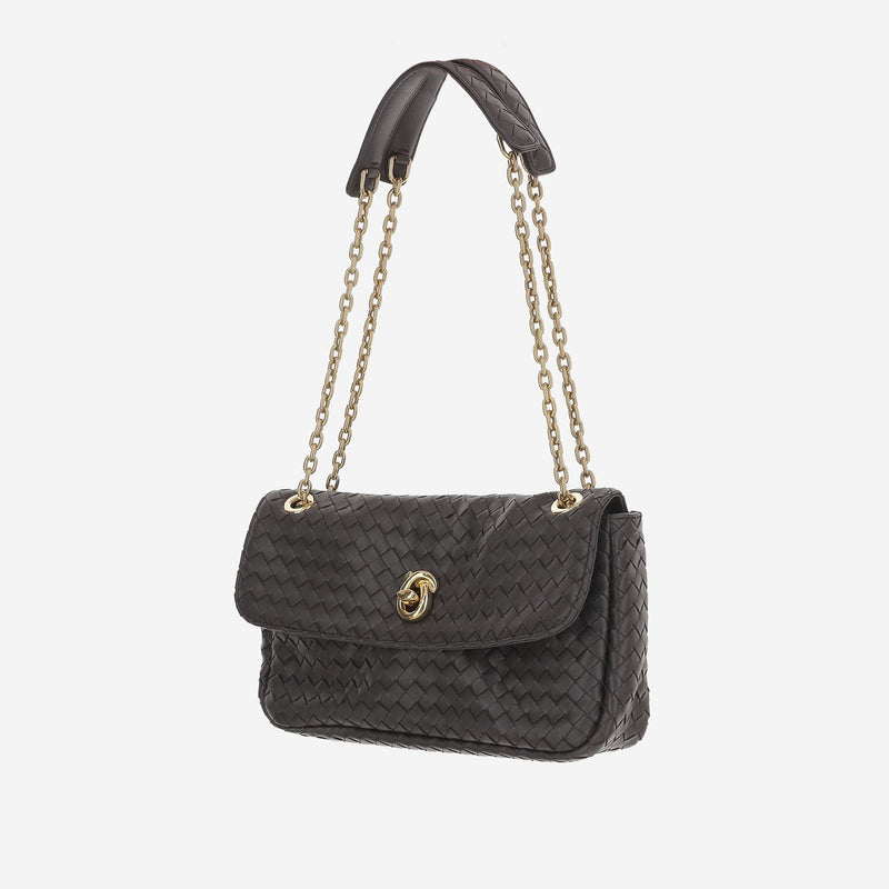 Bottega Veneta Madison Shoulder Bag — Brown Lambskin