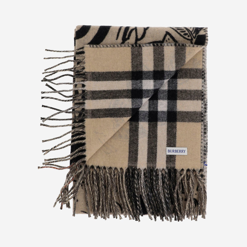 Burberry Reversible Cashmere Logo Scarf — Multicolor Scarfs