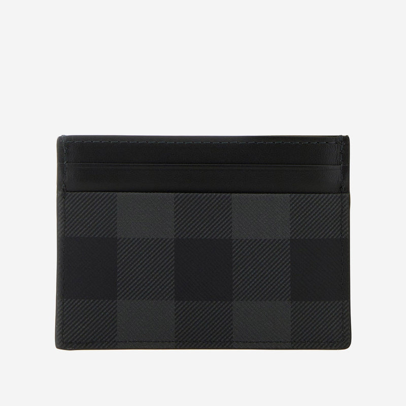 Burberry Check-Pattern Polyurethane Card Case — Gray Cases
