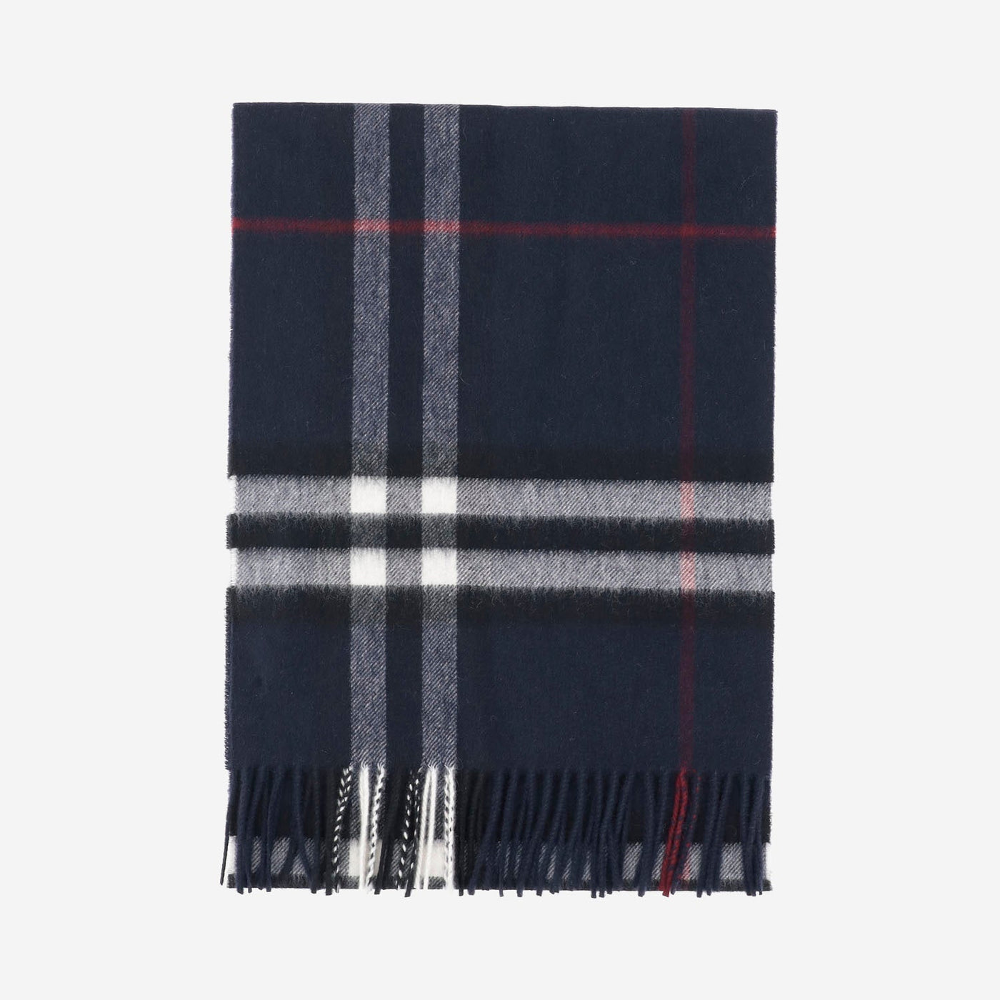 Burberry Check Cashmere Scarf — Navy Scarfs