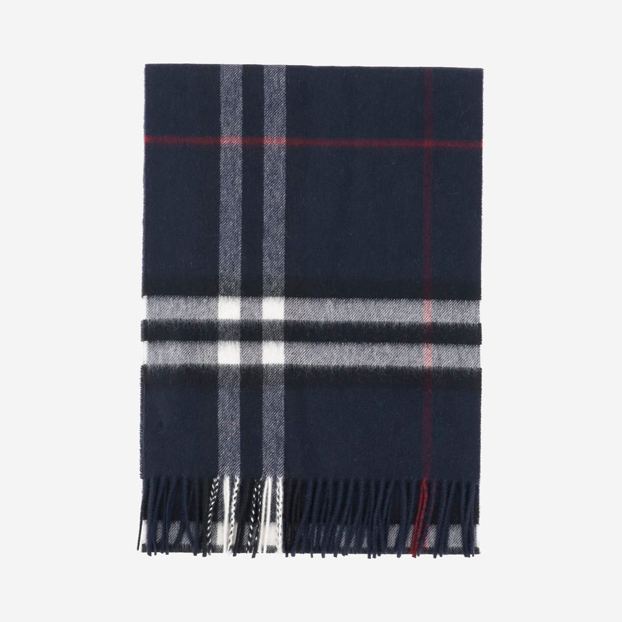 Burberry Check Cashmere Scarf — Navy Scarfs