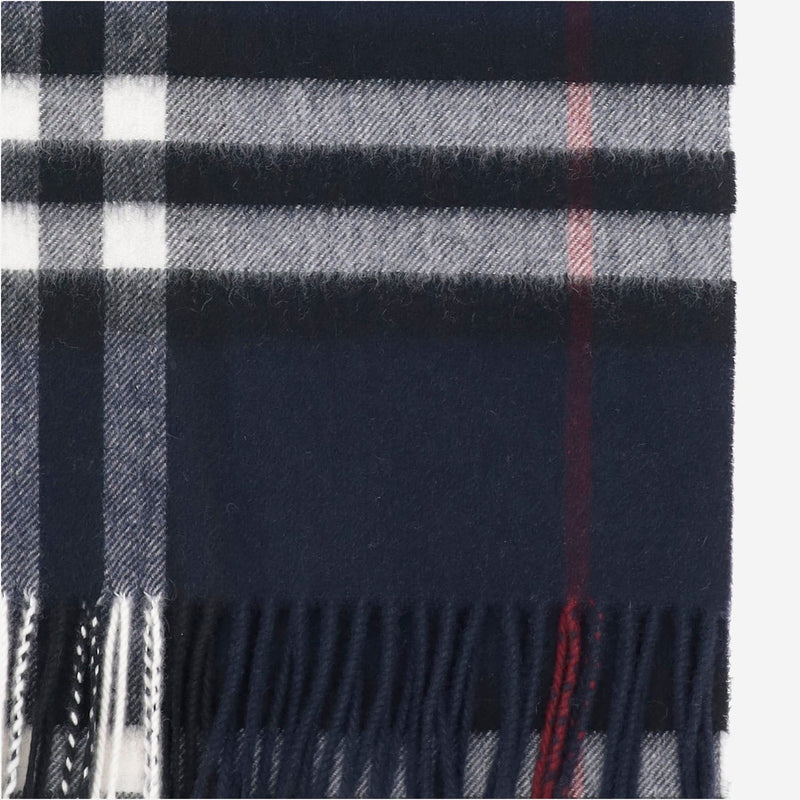 Burberry Check Cashmere Scarf — Navy Scarfs