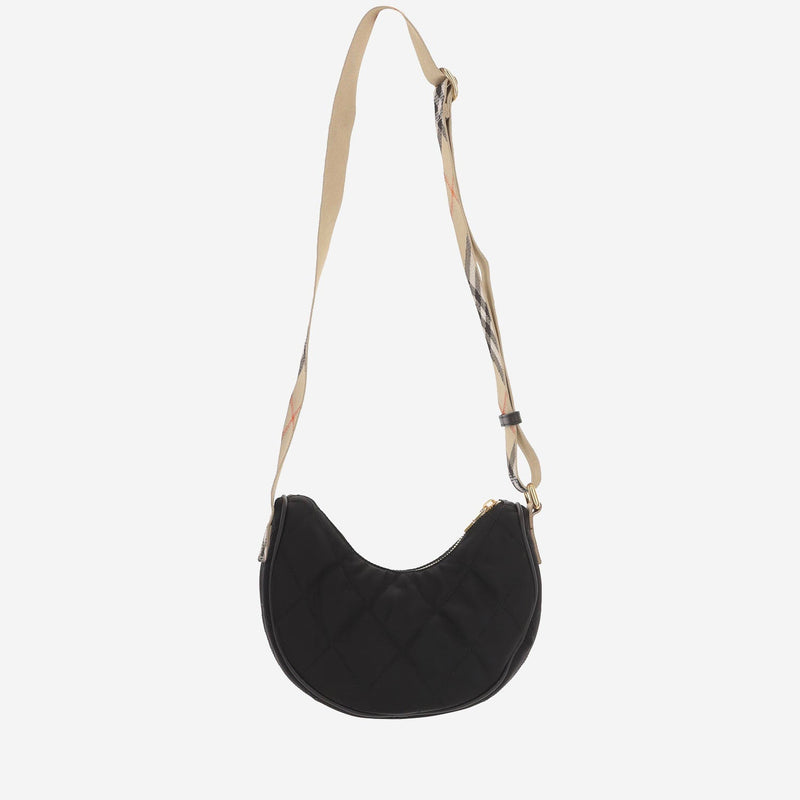 Burberry Nova Check Strap Shoulder Bag — Black Polyamide