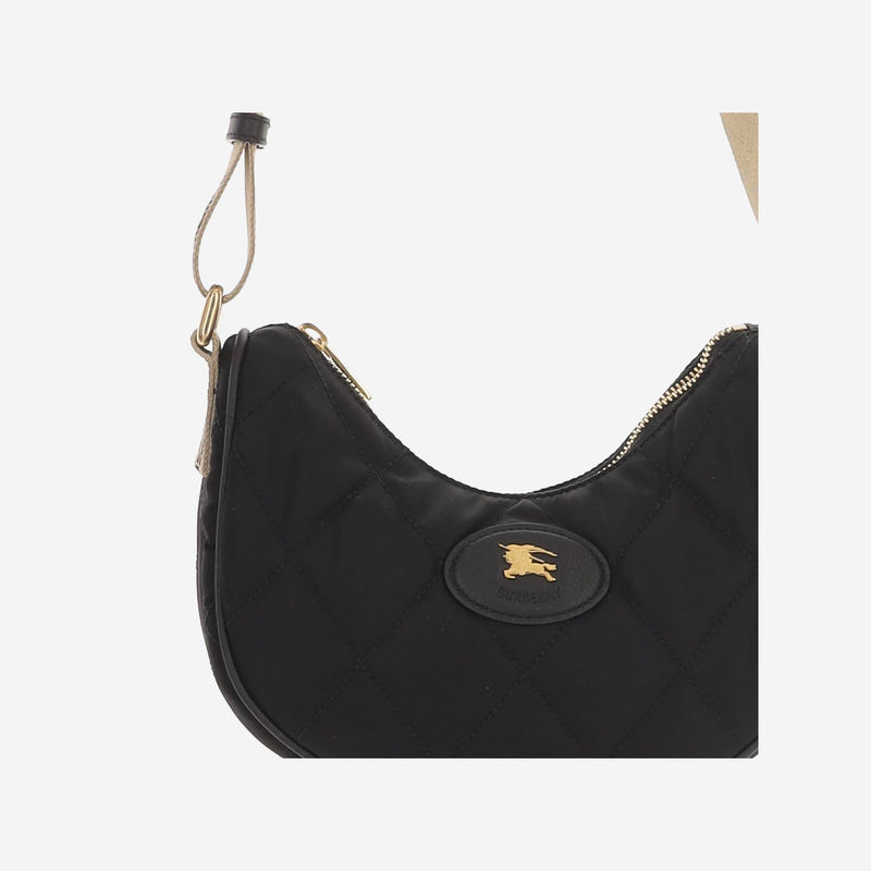 Burberry Nova Check Strap Shoulder Bag — Black Polyamide