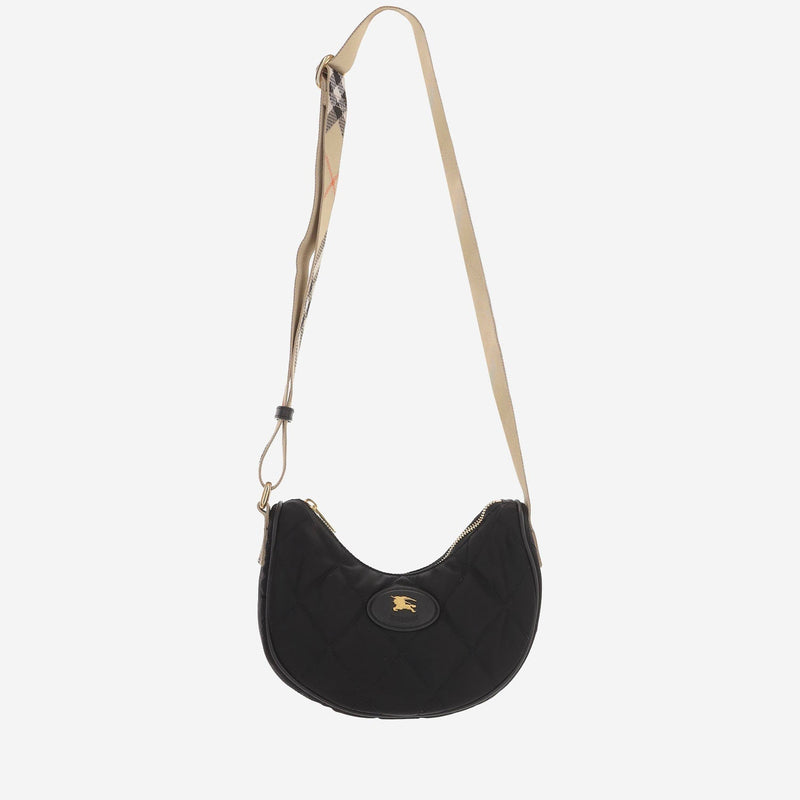 Burberry Nova Check Strap Shoulder Bag — Black Polyamide