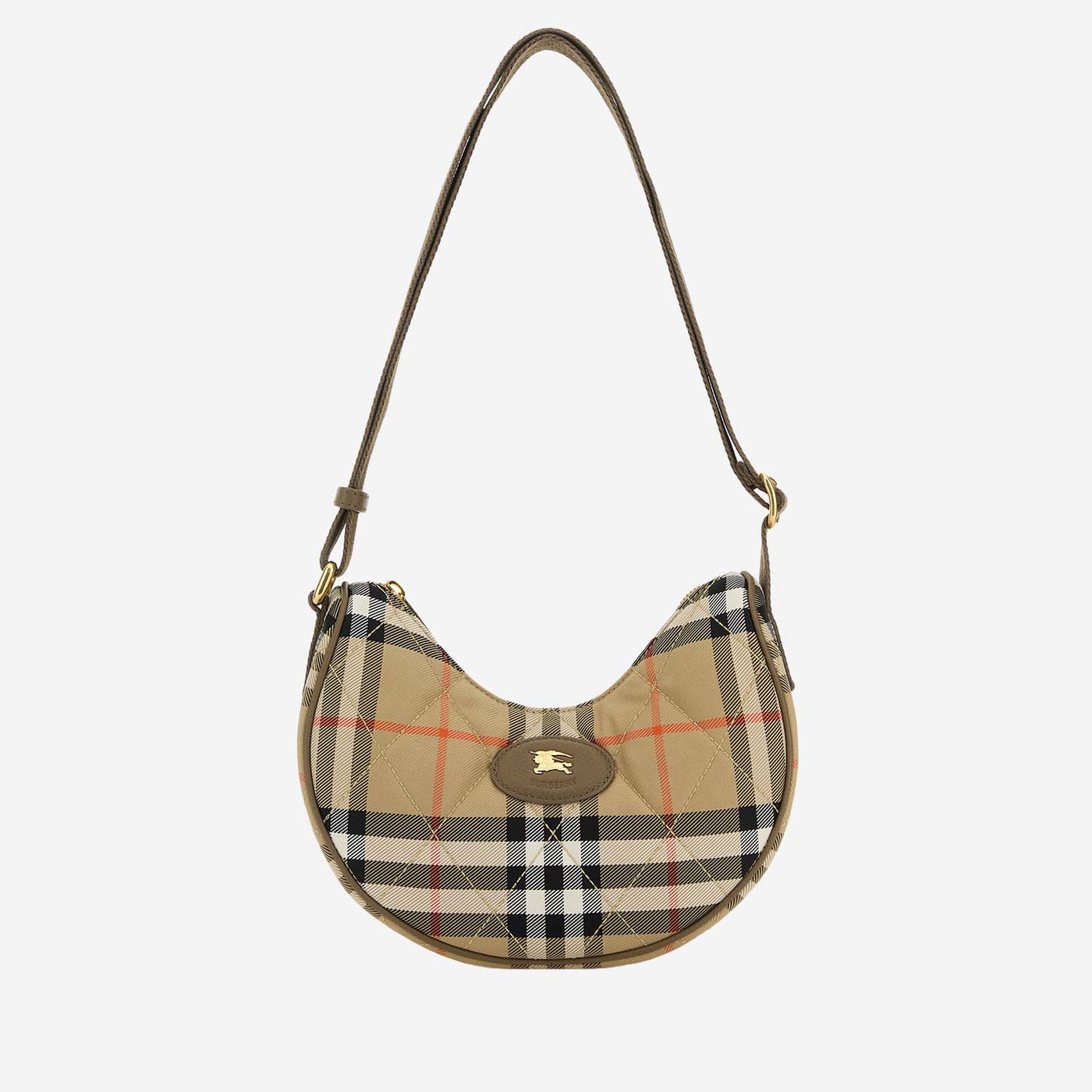 Burberry Signature Check Nylon Shoulder Bag — Beige